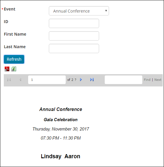 Viewing the Functrion Tickets report example